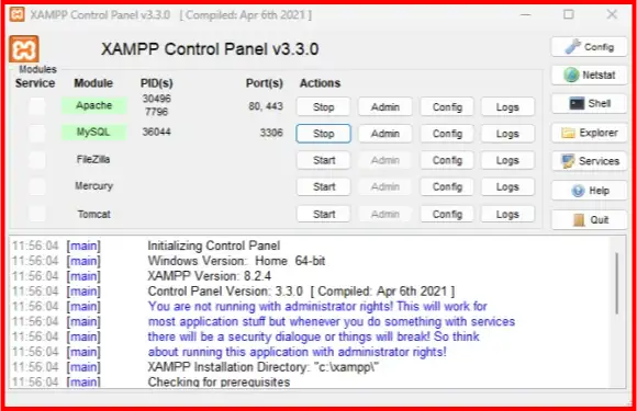 Xampp Control Panel