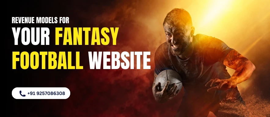 Icons representing revenue models for a fantasy football website, including ads, subscriptions, and merchandise.