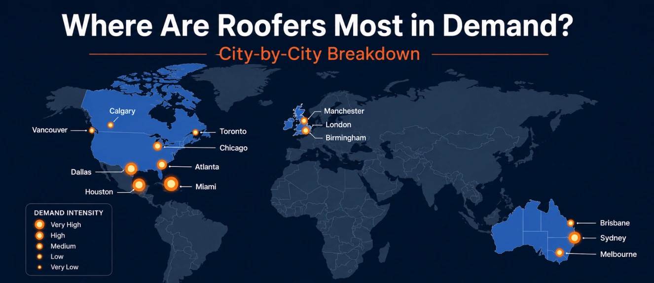 geographical representation of roofer in demand